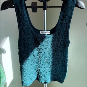 Natural Life Danielle Teal Textured Scoop Neck Tank Top L Large